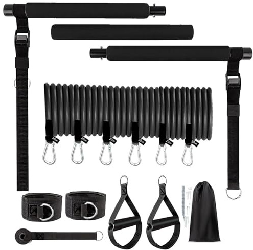 Pilates Resistance Bar - Pilates Bar Set, Gym Equipment for Women | Multifunktionale Pilates Bar mit Widerstandsbändern, Gym Equipment für Home Workout, Yoga, Pilates, Krafttraining