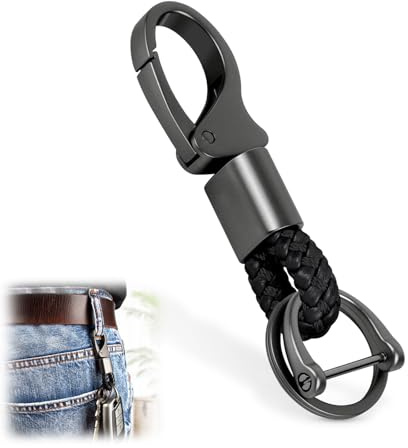 Bzzerumy Llavero de coche con mosquetón, resistente llavero para coche, práctico colgante para llaves para hombres y mujeres, llavero para matrícula