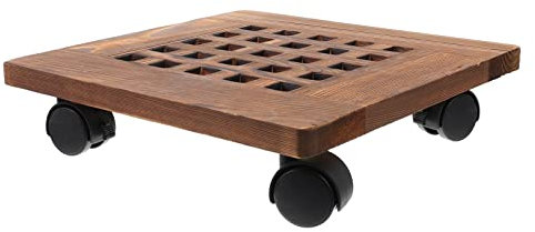 Yardenfun Vassoio Portavasi in Legno con Ruote Supporto Mobile per Vasi da Fiori Vassoi Quadrati Decorativi