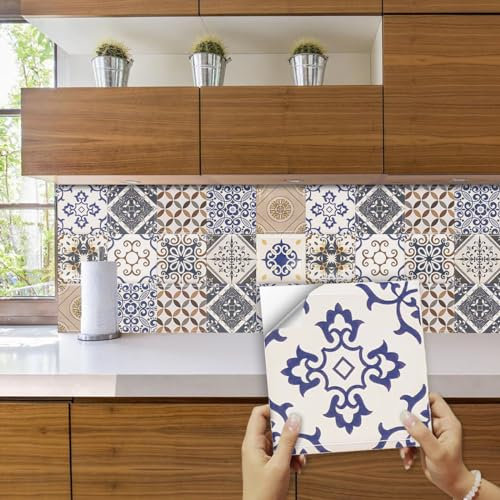 Fliesenaufkleber Minimalistisches Mandala Klebefliesen Küche 3d Wandpaneele Selbstklebend PVC Fliesenaufkleber Bad Wasserdicht Selbstklebende Fliesen Leicht Zu Schrubben Fliesensticker10 PC(10x10cm)