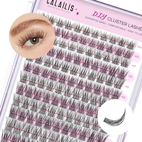CALAILIS 132 Pcs DIY Cluster Wimpern D Curl Extensions - Individuelle Wimpernverlängerung Volume Büschel für zu Hause (HD15-1,10-16MIX)