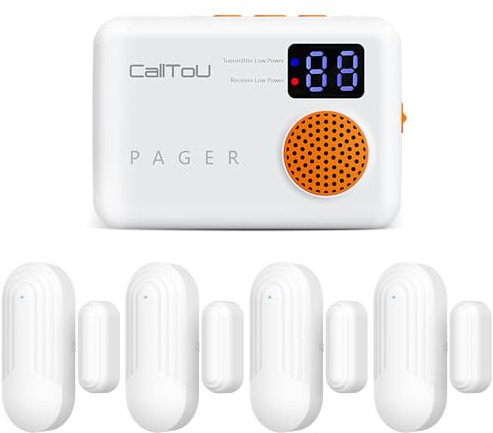 CallToU Carillon de porte, carillon de porte portable pour ouverture de porte, carillon de porte avec 2 carillons réglables à vibration portée de 152,4 m, carillon d'alerte d'entrée pour