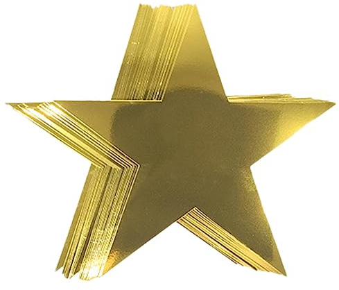 SHOWERORO 12 Pièces Accessoires D'Étoiles À Cinq Branches Accessoires De Mariage Guirlande De Papier D'Étoiles À Paillettes Grandes Étoiles Dorées Découpes Étoiles Découpe en Carton Bordure