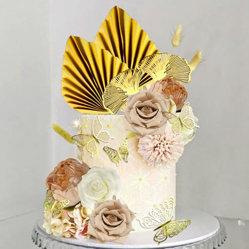 Roaring Good Time Blume Kuchen Topper Rose Gold Tortendekorationen Palmblätter Schmetterling für Hochzeit Baby Dusche Geburtstag Party Supplies