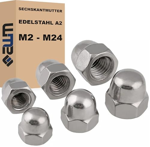 Sechskantmuttern Hutmutter DIN 1587 Edelstahl V2A 304 Hutmuttern hohe Form Muttern (25, M3)