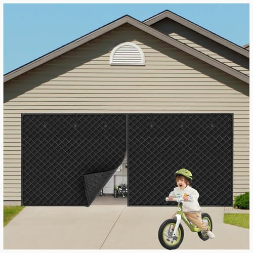 Winter Garage Door Screens, 9 * 7FT Magnetic Thermal Insulated Door Curtain, Thicker Oxford Fabric Weatherproof, Soundproof, Garage Door Insulation Kit Garage Cover Window Insulation Kit