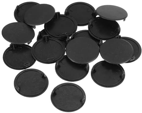sourcing map Hinge Hole Covers, 38Pcs 40mm(1-9/16) ID - Plastic Concealed Hinge Hole Cover Round Flush Type Plug Cap for Furniture Cabinet Cupboard (Black)