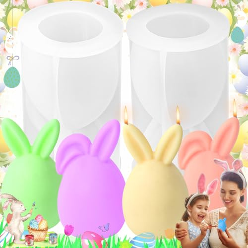 Srup 2 Pièces Moule en Silicone pour Pâques, Moule en Silicone Lapin 3D, Bougies de Pâques Moule en Silicone pour La Décoration, Lapin de Pâques Moulle Bougies, Moule en silicone lapin de Pâques