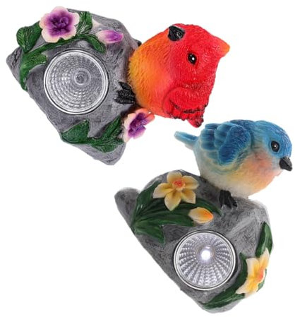 jojofuny Solarbetriebene Vogelfigur-gartenlampe Vogelstatue Aus Kunstharz -landschaftsornament Nachtlicht Für Die Außendekoration
