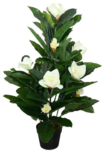 Lacers SMARAGDLINE künstliche Magnolie im Topf - 90cm Kunstpflanze Dekoration wie echt wirkende Blätter & Blüten/Real Touch/Deko - Kunstblume für Ihr Zuhause, Balkon und Büro