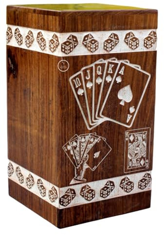 Juego de cartas de póquer con corona de rey y reina, caja de madera vintage para cenizas humanas, machos, mujeres, adultos, urna funeraria [caja de urna disponible en 5 tamaños diferentes] (mediano