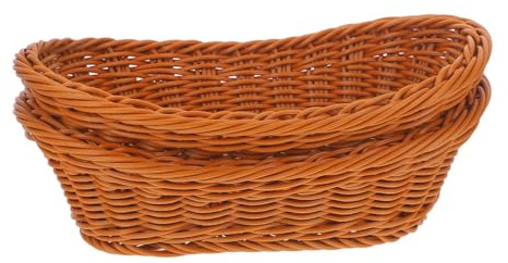 Zerodeko 2 Stück Geflochtener Korb aus Kunststoff im Rattan Look Brotkorb für Küche und Obst Wiederverwendbar Leicht zu Reinigen für Körbe Behälter