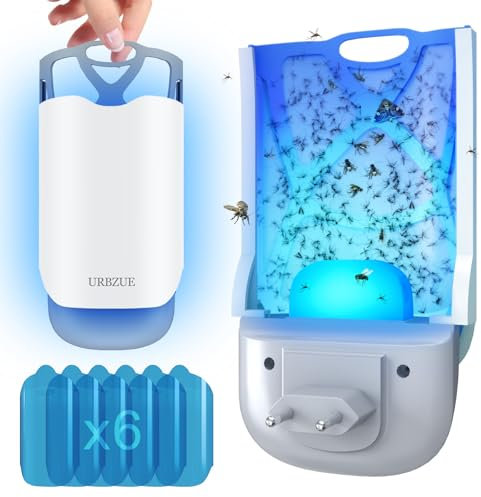 Fly Catcher Indoor, Fruit Fly Trap for Indoors, (1 Device + 6 Refills) Gnat Traps for House Indoor, Bug Killer, Plug in Light Flying Insect trap, Effectively Targets Mosquitoes, Moths, Fruit Flies
