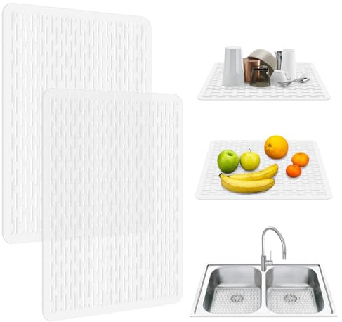 OTHWAY 2 Pack Kitchen Sink Mats, 40*30 CM PVC Sink Protector Mat for Stainless Steel, Sink Drainer Mat Dish Drying Mat Protector Prevents Scratches,Dishes and Glassware