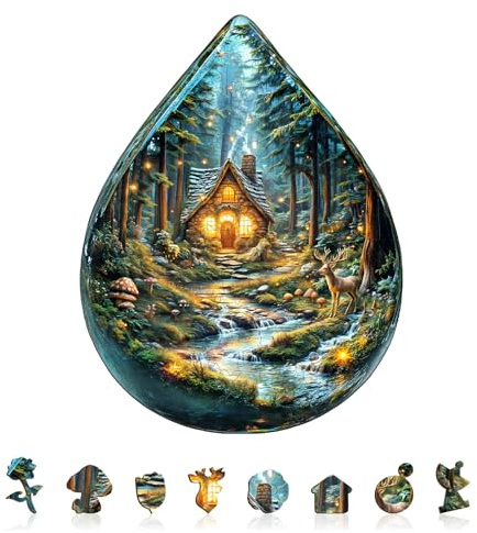 KAAYEE Holzpuzzle Erwachsene, Mystischer Wald Holz Puzzle Erwachsene, Unregelmäßige Einzigartige Puzzle, Einzigartige TierföRmige Holzpuzzles, mit Geschenkbox aus Holz