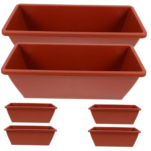 ifundom Vasi Rettangolari Design Spesso Anticaduta in Plastica Set 6 Pezzi con Foratura per Drenaggio per Piante da Esterno e Interno per Balcone e Casa
