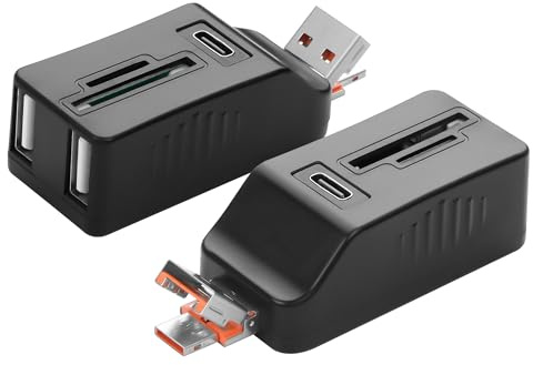 GINTOOYUN 2 PC USB-A & USB-C a USB3.0 + Dual USB2.0 + TF/Lector de Tarjetas SD 5 en 1 Estación de acoplamiento para ordenadores portátiles, ordenadores de escritorio, teclados, ratones, etc. (USB-A