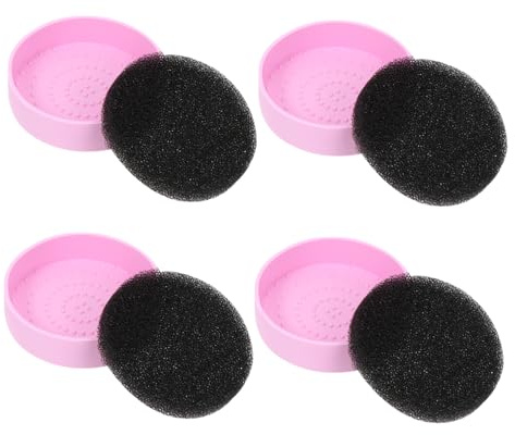 GANAZONO 4 piezas Esponjas Limpiadoras para Brochas de Maquillaje Caja y para Quitar Color Material y Duradero para Hogar y Viajes