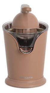 CREATE/JUICER PRESS/Exprimidor de cítricos eléctrico de palanca moca/Sin salpicaduras, depósito 250ml, filtro de pulpa, sistema antigoteo piezas aptas lavavajillas, 2 conos, 100W
