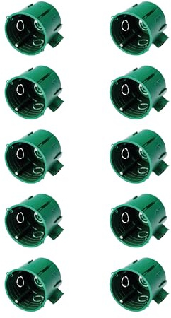 EDO Technic - Boîte d’Encastrement Profonde FI60 - Profondeur 60 mm - Coffret Électrique - Boîte Murale d’Installation Verte avec Vis pour Murs en Brique et Placoplâtre - 10 pièces