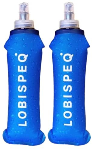 LOBISPEQ®️ - Pack de 2 Soft Flask 250ml Libre de BPA | Botella Plegable Agua Para Running, Trail Running o Cualquier Deporte | Botella Agua Running de TPU (250ml, Azul)