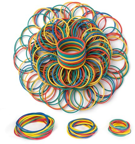 Carehabi 600 Pièces Élastiques Caoutchouc Couleur - 3 Tailles Assorties (25/38/50mm) Bande Élastique Large et Épaisse - Élastiques Ménagers pour Bureau Cuisine DIY & Coiffure - 205g Pack Économique