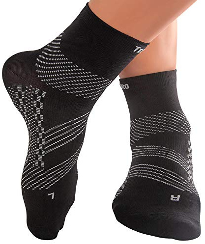 TechWare Pro Ankle Compression Socks - Plantar Fasciitis Socks. Ankle Brace & Foot Support. (Black Medium)