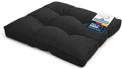 Beautissu Lounge Kissen Outdoor Sitzkissen wetterfest für Gartenmöbel | 50x50x10cm Anthrazit schmutzabweisend Polster Loungemöbel Rattan Möbel Gartenstuhl Sitzpolster Rattanmöbel Auflage Flair LK