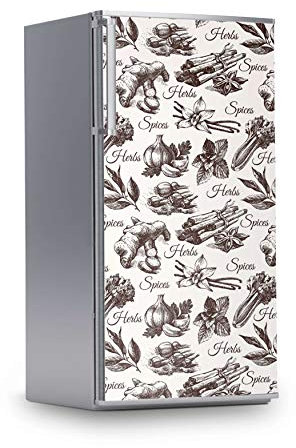 Kühlschrank Aufkleber I Dekoration für Kühlschranktür - Sticker Folie selbstklebend I Deko Küche - Design: Spices
