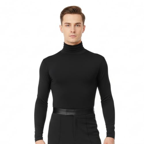 Ready4Dance Herren Tanzbody mit Stehkragen – Langarmbody elastischem Stoff mit Druckknöpfen – Für Lateinamerikanische Tänze – Schwarz oder Weiß – S bis 3XL – Made in Italy