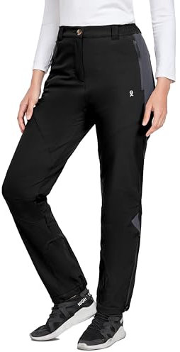 Little Donkey Andy Damen Winter Wanderhose Skihose Trekkinghose Snowboardhose, Softshell-Hose, Fleecegefüttert und wasserabweisend Schwarz XL