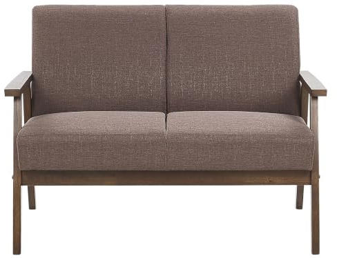 Retro 2-Sitzer Sofa mit Polsterbezug braun Holzgestell Federkern Asnes