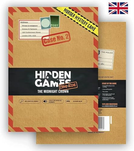 Hidden Games Tatort - Fall Nr. 2 - The Midnight Crown - British UK - Realistisches Tatort-Spiel, spannendes Detektivspiel, Murder Mystery Spiel