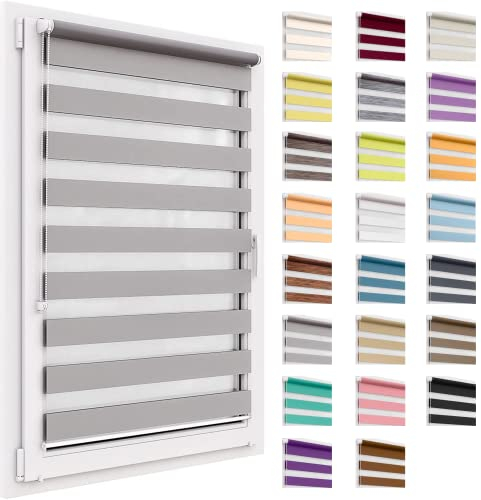 Doppelrollo ohne Bohren, 133x150 cm Stoffgröße, Duo Rollo Klemmfix, Easyfix, lichtdurchlässig und verdunkelnd, Day&Night, Klemmrollo Sonnenschutzrollo Fensterrollo für Fenster & Türen