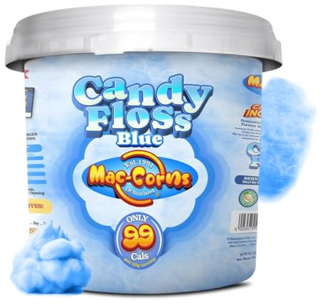MacCorns - Blue Raspberry Candy Floss Mega Bucket | Light & Fluffy Cotton Candy | Perfect for Parties, Cocktails, Desserts & Sweet Treat Tables | Fun for Kids & Adults