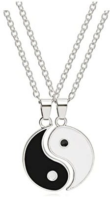 Gilieyer Freundschaftsketten mit Yin Yang Anhänger, Yinyang Bff Paar Anhänger Halskette Kette Personalisierbar Passende Puzzle Diagramme Beste Freund Halsketten Geschenke für Herren (Silber)
