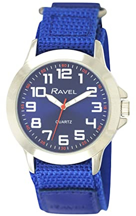Ravel - Men's Modern Workwear Watch with Easy-Fasten Strap - Blue