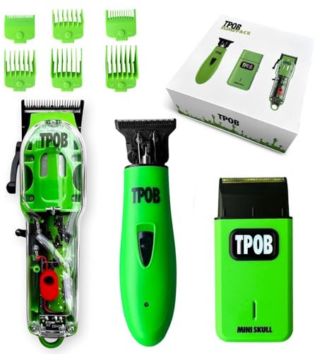TPOB Slime 2 Barber Hair Clippers Trimmer Shaver Set for Men with Matte Green Case and X Fade Blade (Slime)
