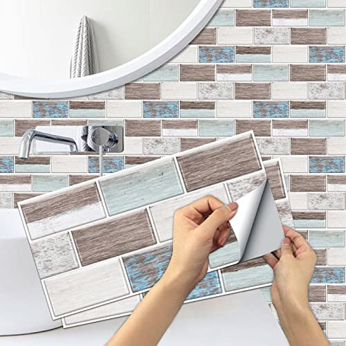 Fliesenaufkleber Beige Braun Holz Klebefliesen Wasserdicht Ölfest Fliesenfolie Küchenrückwand Selbstklebend Fliesenaufkleber Bad Klebefolie Home Decor 36 Stück/15x30cm