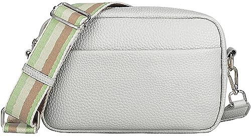 GOLDNICE Bauchtasche Gürteltasche Damen, Crossbody Bag Damen Schultertasche, Moderne Taschen mit Breitem Schultergurt, PU Leder Brusttasche Bodybag Damen Umhängetasche, Hellgrau