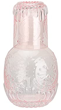 Carafe à Eau et de Nuit en Cristal, Gobelet et Bouteille de Rince-Bouche pour Salle de Bain, Chambre et Cuisine (Rose)