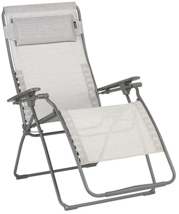 Lafuma MOBILIER - Fauteuil Relax Transat Jardin - Chaise Longue Zéro Gravité XL - Futura XL - Batyline® Duo - Gris Galet - Fabriqué en France - LFM3116_9714 - Garantie 5 Ans - L.97xl.76xH.123cm