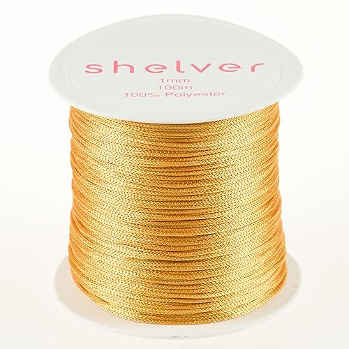 1mm Gold String x 100m, Nylon Cord, Available in 26 Colours, Bracelet Making, Other Crafts (GOLD)