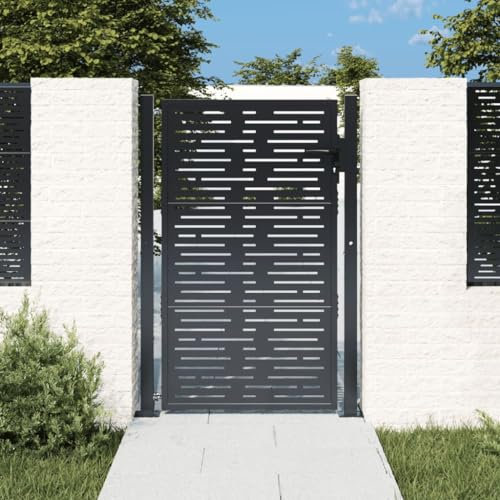 INLIFE Gartentor Anthrazit 105x130 cm Stahl Quadratisches Design,20,45 KG,153192
