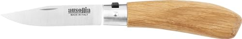 AUSONIA - 18 CM COLTELLO TASCABILE PIEGHEVOLE COLTELLINO DA TASCA ULTRALEGGERO CON MANICO LEGNO E LAMA DA 8 CM MADE IN ITALY