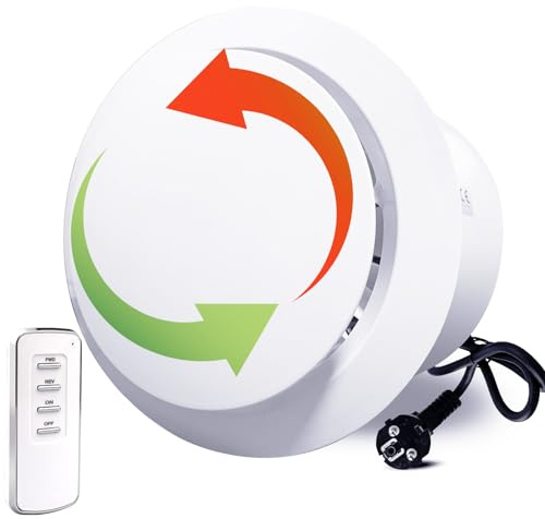JSATFUL Extracteur d’Air Réversible 150 mm, à Double Sens de Rotation, Débit d’Air Puissant 310 m³/h, Ventilateur Silencieux pour Salle de Bain, WC, Garage, Cave