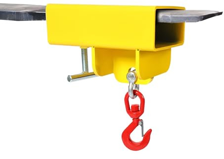 KUAFU Universal Forklift Lifting Hook 2200 LBS Capacity 360° Rotating Hook Forklift Lifting Hoist Fork Lifting Hook Device Yellow+Red+Silvery Powder Coated+Galvanized Steel