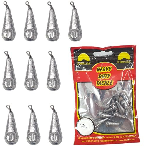 PRO FILSTAR Grundblei Angeln Set 10 x 10g - Blei Angeln mit Wirbel - Angel Bleie Set - Grundangeln - Birnenblei - Blei Gewicht - Angelblei - Fishing Weights - Bleigewichte – Karpfenblei Kit