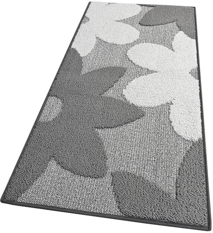 emmevi Tappeto Cucina 3D Fiore Tridimensionale Morbido Bordato Moderno Passatoia Antiscivolo 50x90 Grigio