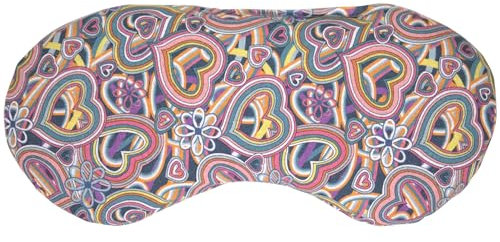 Coussin bio pour les yeux, tissu biologique psychédelique coeurs avec euphraise bio et graines de lin bio, pour la relaxation, pour rafraîchir, à réchauffer ou encore pour le yoga